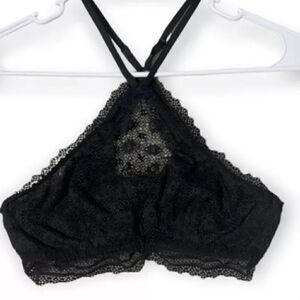 VICTORIA'S SECRET Black High Neck Lacey Bralette Bra Size S